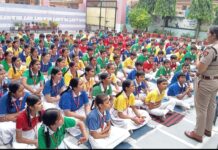 Police Conducts Child Safety Awareness Session at Bal Bhawan School ASI Neelam of Yamunanagar Police Safe City Team educating students about child safety at Bal Bhawan School.
