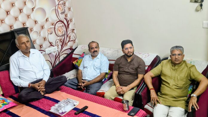 BJP state secretary Madan Chauhan with workers and residents during Mann Ki Baat programme in Yamunanagar.