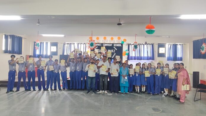 Health Department team educating students about dengue, malaria and mosquito breeding prevention at Ganpati Convent School in Vyasapur.