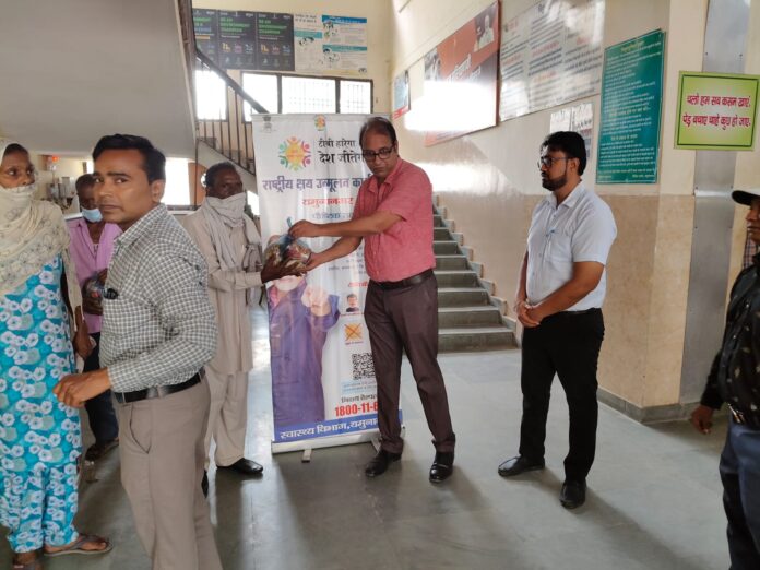 TB patients receive nutrition kits at Community Health Centre Pratap Nagar in Yamunanagar district.