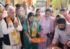 Sacred Soil from Guru Ravidas’ Birthplace Distributed Across Yamunanagar Temples MLA Ghanshyam Das Arora and Mayor Suman Bahmani worship sacred soil kalash at Hanuman Temple in Yamunanagar