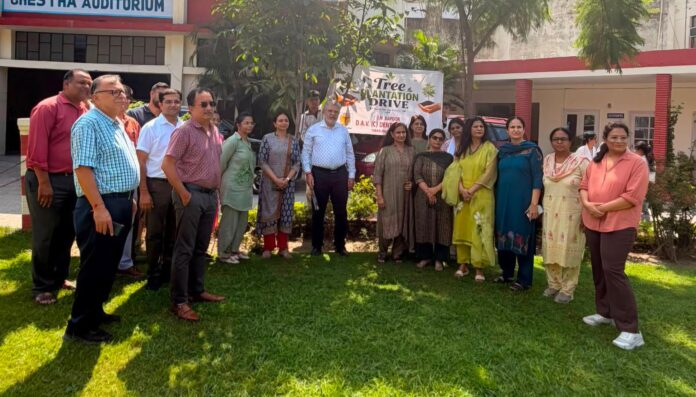 Students and staff participate in tree plantation drive at DAV Dental College Yamunanagar