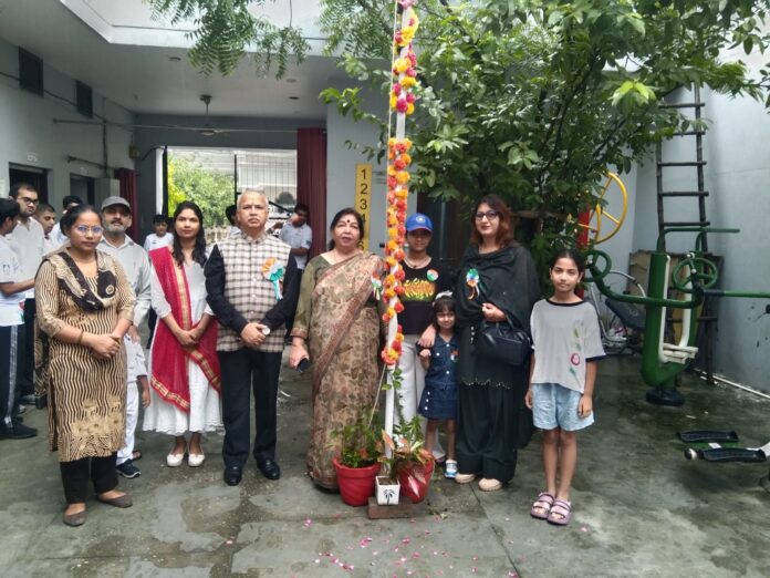 Differently-abled children of Uthan Sansthan participate in an Independence Day celebration during a Tricolour flag-hoisting programme.**