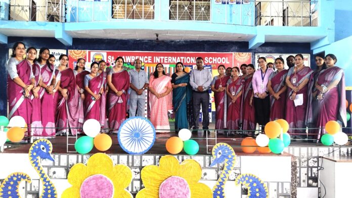 Students presenting patriotic performances during Independence Day celebration at St Lawrence International School