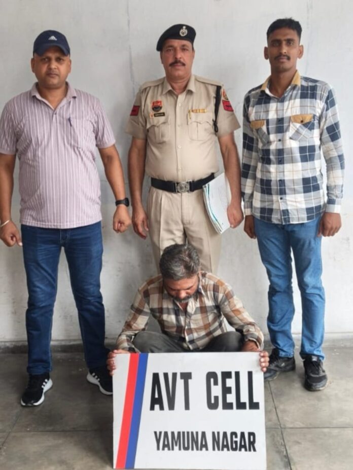 Yamunanagar Police Anti-Vehicle Theft Cell with recovered stolen motorcycles