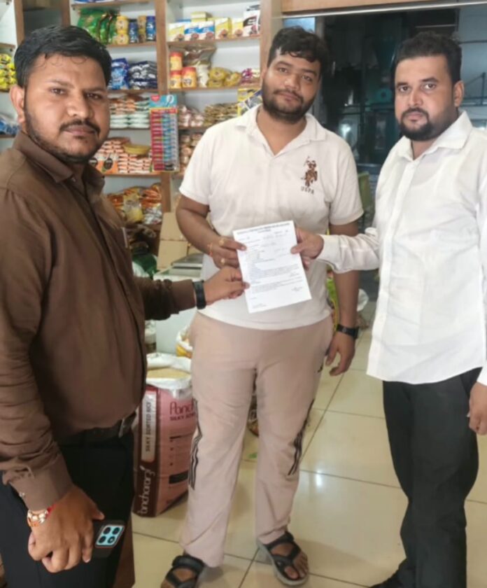 Municipal Corporation team checking banned polythene during an enforcement drive in Jagadhri.
