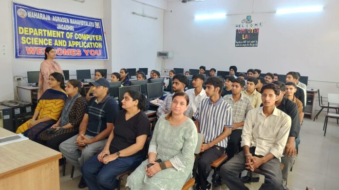 BCA and BBA first-year students participating in a communication skills workshop at Maharaja Agrasen College Jagadhri.