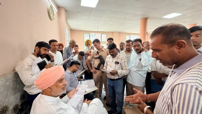 Haryana Agriculture Minister Shyam Singh Rana interacting with residents during public outreach in the Radaur Assembly constituency
