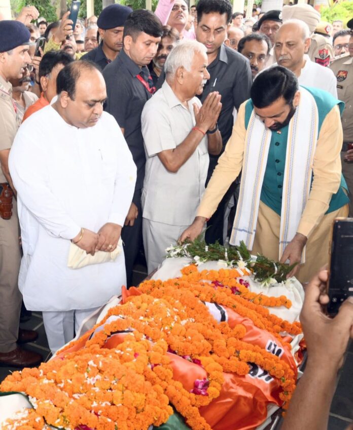 Nayab Singh Saini pays tribute to Jagdish Mittal in Jagadhri