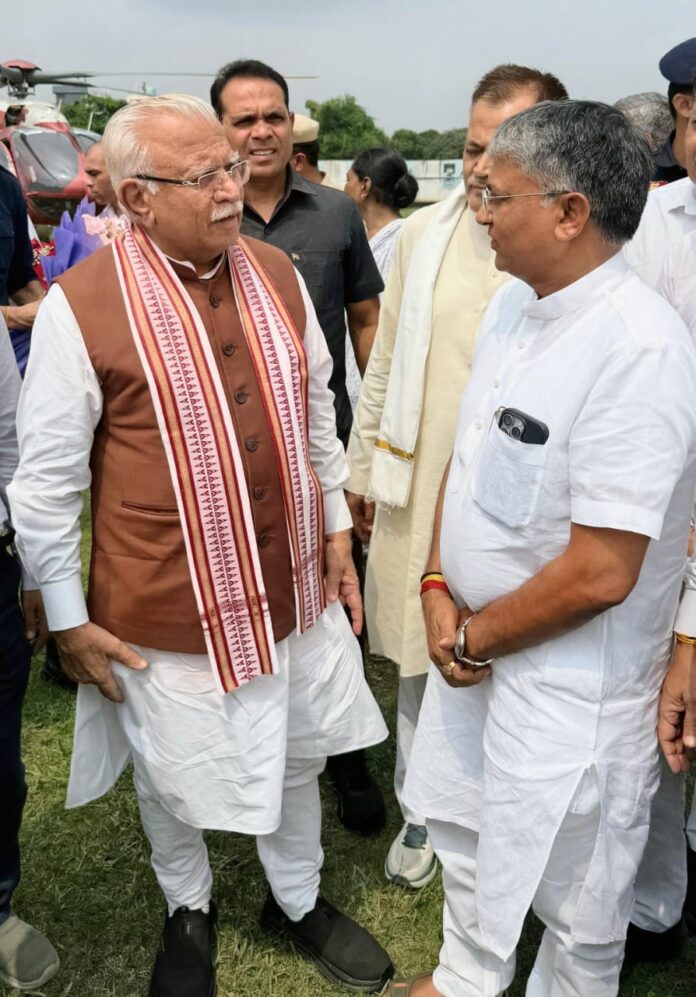 Manohar Lal Khattar meets BJP state secretary Madan Chauhan