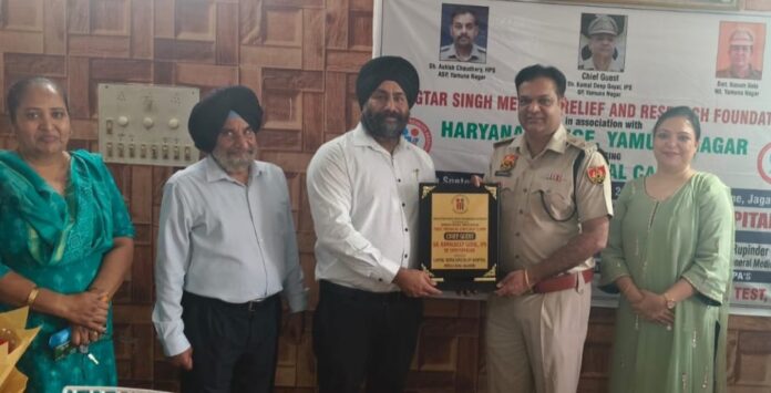 SP Kamaldeep Goyal inspects medical camp for Yamunanagar police personnel in Jagadhri