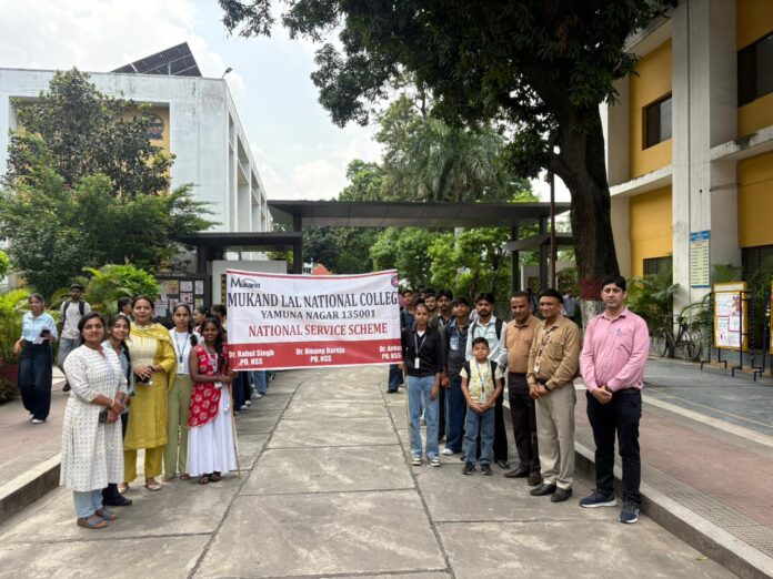 Mukand Lal National College students participate in NSS orientation and blood donation awareness rally