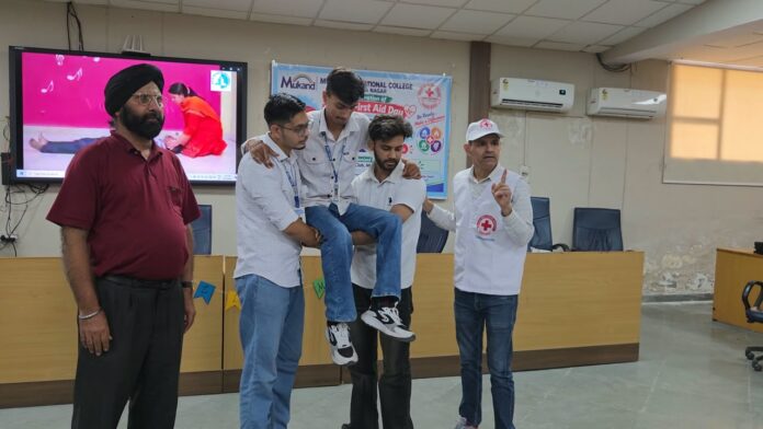 Students attend World First Aid Day first-aid training at Mukand Lal National College Yamunanagar