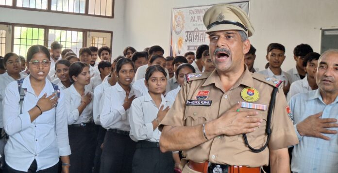 Students participating in anti-drug awareness programme at Government Polytechnic Rajpur