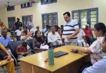 Red Cross Holds Third Free Assessment Camp for Assistive Devices in Saraswati Nagar Beneficiaries undergoing assessment at the Red Cross Society and ALIMCO camp in Saraswati Nagar
