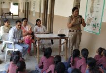 Police Conduct Child Safety Awareness Session at Harnol School, Yamunanagar ASI Neelam of Haryana Police's Safe City team addressing schoolchildren about good touch, bad touch and emergency safety helpline 112