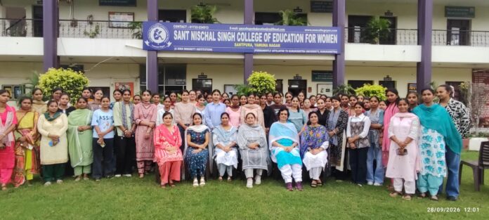 B.Ed. second-year student teachers and faculty at a practice teaching workshop in Yamunanagar