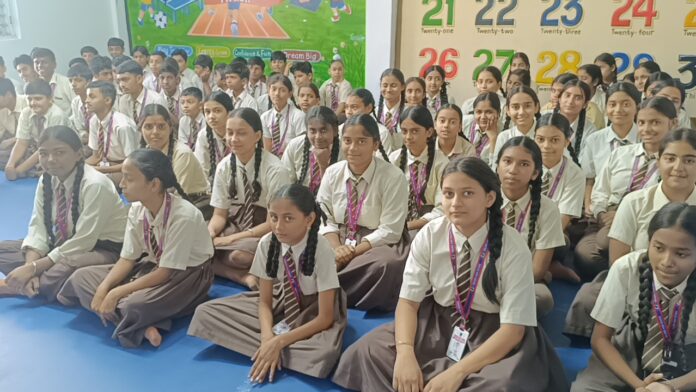 Golden High School Speech Competition Students Yamunanagar Golden High School students participating in a speech competition in Yamunanagar