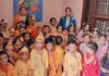 Golden High School Celebrates Janmashtami with Devotion, Cultural Fervour Golden High School students dressed as Radha and Krishna during Janmashtami celebration