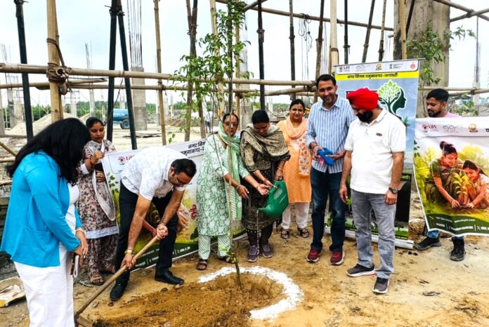 Kail Plant Yamunanagar Plantation Drive Yamunanagar Municipal Corporation councillors and officials plant saplings at Kail waste processing plant