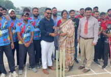 Namo Cricket League Engages Around 100 Teams in Yamunanagar, Promotes Drug-Free Youth Namo Cricket League players with Yamunanagar Mayor Suman Bahmani during the cricket tournament
