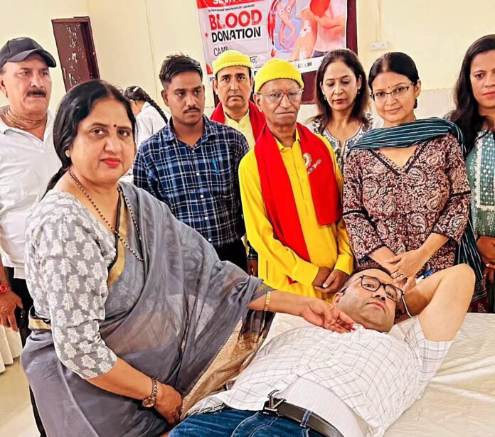Blood donation camp organised under Seva Sankalp Abhiyan at Nehru Park Yoga Hall, Yamunanagar