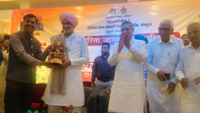 Shyam Singh Rana Cooperative Awareness Seminar Jagadhri Haryana Agriculture Minister Shyam Singh Rana and former minister Kanwar Pal Gurjar at a cooperative awareness seminar in Jagadhri