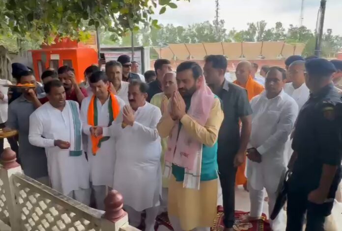 Haryana Chief Minister Nayab Singh Saini addressing a Janmashtami celebration at Shivala Ramkundi in Ladwa
