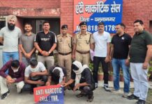 Yamunanagar Anti-Narcotics Cell Arrests Four Suspected Drug Traffickers in Three Cases Yamunanagar Anti-Narcotics Cell personnel with suspected drug trafficking accused during police action