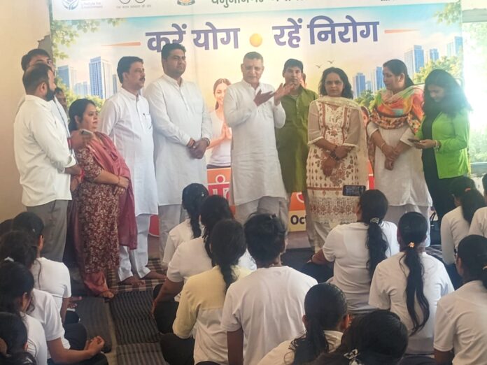 Health and yoga camp participants at Sector 17 Community Centre in Yamunanagar
