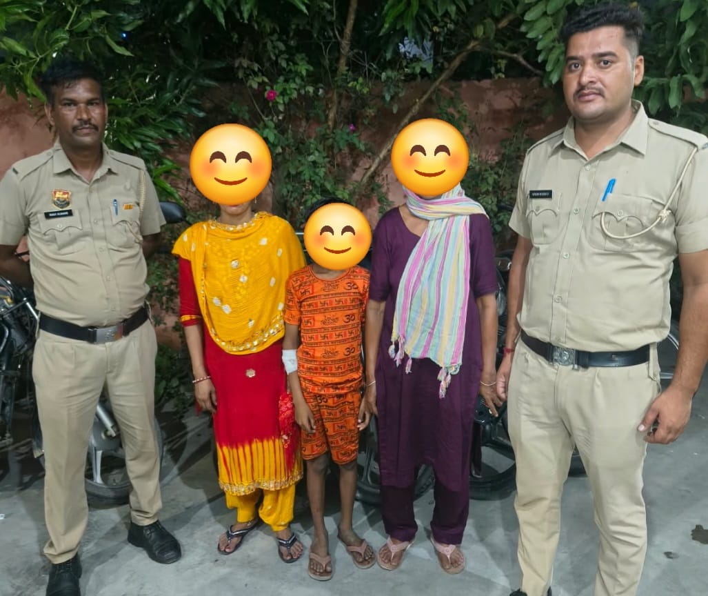Yamunanagar Police personnel with a child and family after Operation Smile recovery