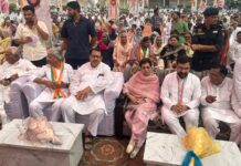 Uchana Congress Workers’ Conference Focuses on Booth-Level Organisation and Public Outreach Kumari Selja and Congress leaders at the Block Congress workers conference in Uchana