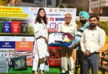 RRR and Four-Bin Waste Segregation Drive Held in Vishnu Garden Colony Abhishruti addresses residents during RRR and four-bin waste segregation drive in Vishnu Garden Jagadhri