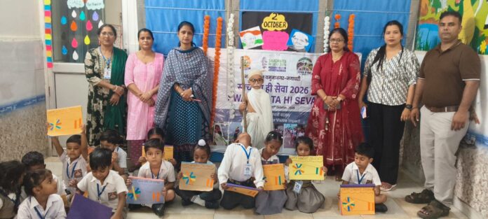 Students participate in Gandhi Jayanti cleanliness awareness programme at Vishwas Public School Yamunanagar