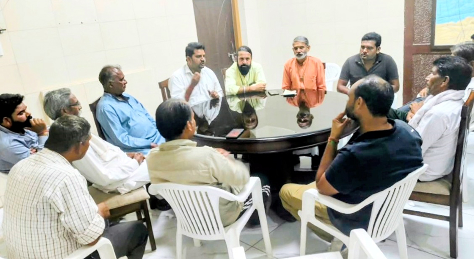 Participants at a meeting in Radaur discussing the Valmiki Prakat Diwas procession